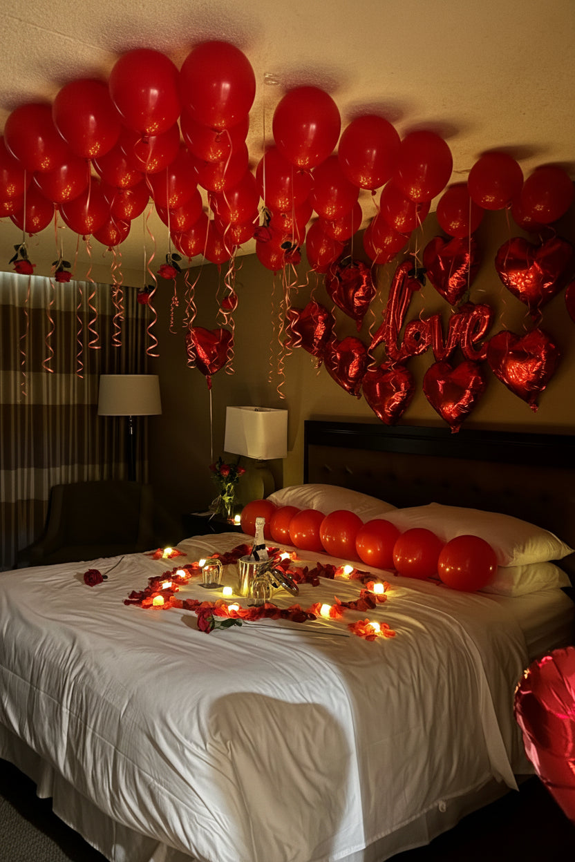 Romantic Room Experience — Balloon & Rose Setup